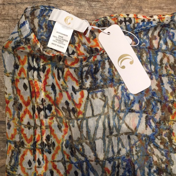 NWT Charming Charlie Infinity Blue & Orange Scarf - Picture 4 of 4